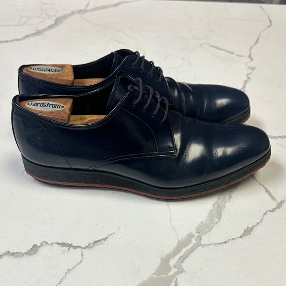 Prada Navy Dark Blue Derby Leather Dress Shoes US 9 2EA046